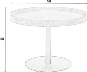 Fekete kerek dohányzóasztal tölgyfa dekoros asztallappal ø 56 cm Yuri M – White Label