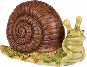 Kerti dekoráció Csiga, sötétbarna, 16 x 7 x 10 cm,kerámia