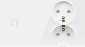 Fénykapcsoló 2G 1W Dupla Üveg Kontakt Aljzat Dupla Fehér