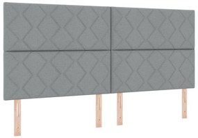Boxspring Ágy Matraccal &amp; LED Fény Szürke 200x200 cm Szövet