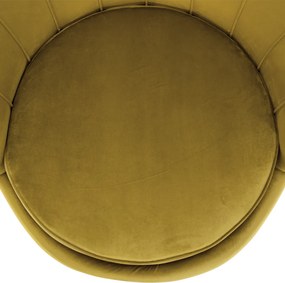 Fotel Art-deco stílusban, mustár színű Velvet anyag/gold chróm-arany, NOBLIN