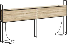 vidaXL Tárolós Fejtámla Töltő Állomással sonoma tölgy 203 x 15 x 98 cm