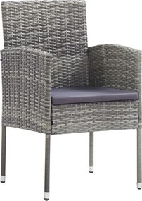 vidaXL 2 db szürke polyrattan kerti szék sötétszürke párnákkal