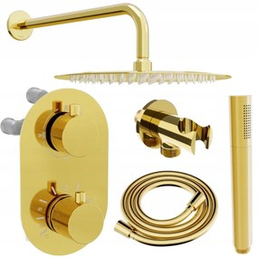 Mexen Kai DR70 rejtett fürdőkád és zuhany szett esőzuhannyal 30 cm, arany, 77602DR7030-50