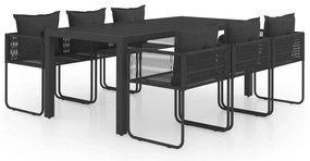 7 részes fekete PVC rattan kerti étkezőgarnitúra