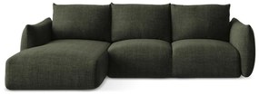 Zöld kinyitható sarokkanapé (bal oldali-heverő résszel) Leila – Makamii