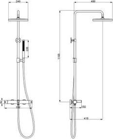 AREZZO design ELEGANT 3 funkciós termosztatikus zuhanyrendszer, szálcsiszolt arany