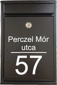 Klasszikus fém postaláda, gravírozott felirattal, fekete előlappal