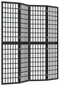 4 paneles fekete japán stílusú összecsukható paraván 160x170 cm