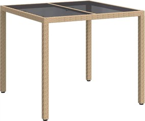 vidaXL Kerti Asztal Bézs 90 x 90 x 75 cm polirattan