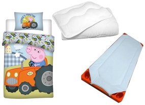 Peppa malac gyerek, ovis ágyneműhuzat, derékalj és paplan/párna szett 100x135 cm 40x60 cm (Tractor)