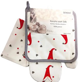 CHRISTMAS WHITE konyhai 3 részes edényfogó szett