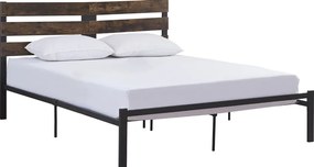 Franciaágy ráccsal, rusztikus tölgy/fém, 160x200, ANEYA