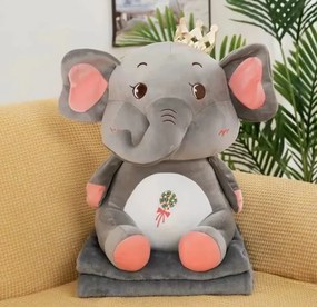 Plüss ELEFÁNT szürke babatakaróval belül
