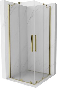 Mexen Velar Duo, zuhanykabin tolóajtóval 100 (ajtó) x 100 (ajtó) cm, 8mm átlátszó üveg, arany fényes profil, 871-100-100-02-50