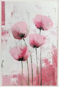 Poszter Keret Alumínium Olaj Impasto Természet Kert Tavasz Pipacs Virágok 40x60