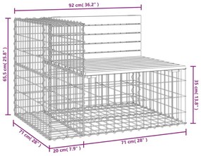 tömör fenyőfa gabion kerti pad 92x71x65,5 cm