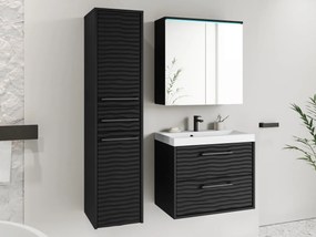 Fürdőszoba bútor Tameko I (fekete grafit + fekete gyapjú) (Economico BYU 020M vízcsappal) (színes LED RGB világítással). 1104056
