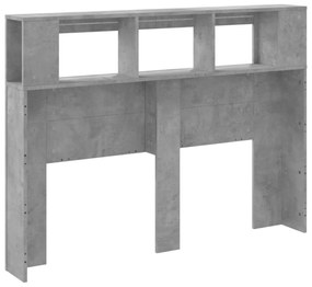 betonszürke szerelt fa LED-es fejtámla 140x18,5x103,5 cm