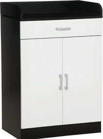 HOMCOM Fából készült szekrény fiókkal, állítható polccal, helytakarékos konyhai szekrény, nappalihoz és előszobához, MDF anyagból, 60x40x90cm, Fekete