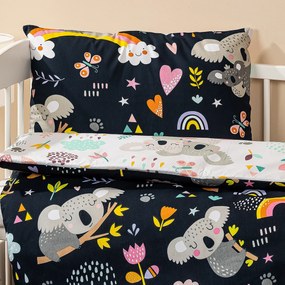 4Home gyermek pamut ágyneműhuzat kiságyba Koala rainbow, 100 x 135 cm, 40 x 60 cm