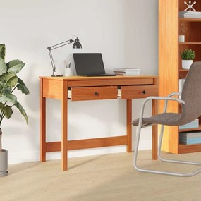 vidaXL Asztal fiókkal Max Barna 100 x 50 x 78 cm Tömör fenyőfa