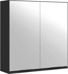 vidaXL fekete szerelt fa fürdőszobai tükör 64 x 20 x 67 cm