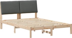 vidaXL Ágykeret barna és sötétszürke 150 x 200 cm Tömör fenyőfa