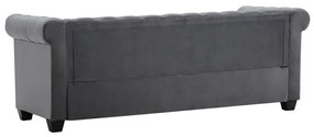 szürke 3 személyes bársony Chesterfield kanapé 199x75x72 cm