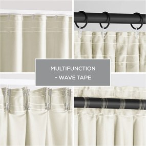 Krémszínű bársony dimout (részleges sötétítő) függöny 140x270 cm Pleat – Restilo