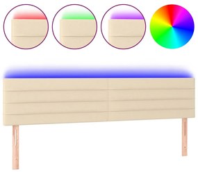krémszínű szövet LED-es fejtámla 160x5x78/88 cm