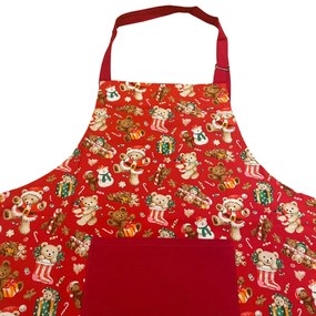Konyhai kötény pamut karácsonyi Christmas piros TiaHome
