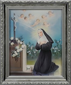 Vászonkép 31x26 Szent Rita Ezüst Díszített Keret