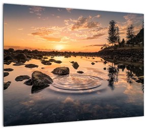 A vízfelület képe naplementekor (üvegen) (70x50 cm)