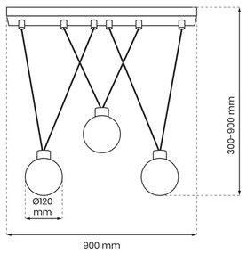 Csillár zsinóron CAPRI 3xG9/7W/230V