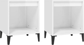 vidaXL 2 db magasfényű fehér éjjeliszekrény 40x35x50 cm