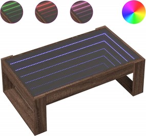 vidaXL barna tölgy végtelen hatású LED-es dohányzóasztal 90x53x30 cm