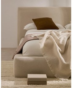 Bézs kárpitozott egyszemélyes ágy ágyrács nélkül 90x200 cm Blok – Kave Home