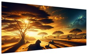 Kép - Pihenő oroszlánok (120x50 cm)