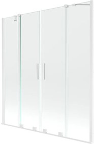 Mexen Velar Duo, 2 szárnyas eltolható kádparaván 150 x 150 cm, 8mm átlátszó üveg, fehér profil, 896-150-000-02-20