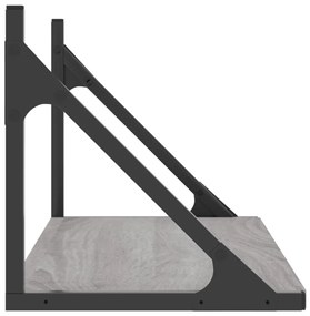 2 db szürke sonoma színű szerelt fa fali polc 60 x 25 x 25,5 cm