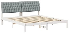 Ágykeret Kárpitozott Fejtámlával fejtámlával Fehér 180 x 200 cm