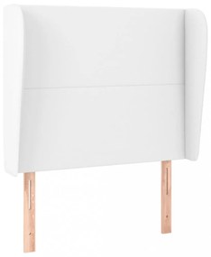 fehér műbőr fejtámla szárnyakkal 103x23x118/128 cm