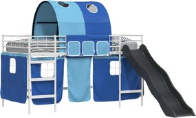 vidaXL Gyerekek Loft Ágykerete Fehér és kék 79,5 x 200 cm Fém