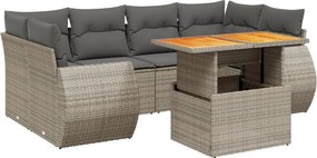 vidaXL 7 részes szürke polyrattan kerti ülőgarnitúra párnákkal
