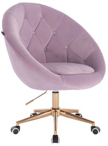 HR8516CK Halványlila modern velúr szék arany lábbal