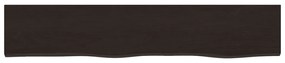 sötétbarna kezelt tömör tölgyfa fali polc 100x20x6 cm