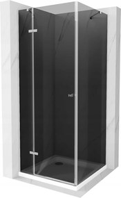Mexen Roma, zuhanykabin csuklós ajtóval 90 (ajtó) x 90 (fal) cm, 6mm szürke üveg, króm profil + vékony zuhanytálca fehér + króm szifon, 854-090-090-0…