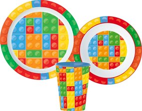 Lego mintázatú Bricks étkészlet, micro műanyag szett