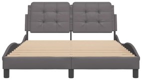 szürke ágykeret LED-ekkel matrac nélkül Zadar 140 x 190 cm